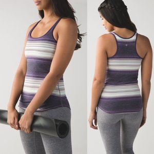 Lululemon Purple Striped Luon Light Refresh Racer Tank